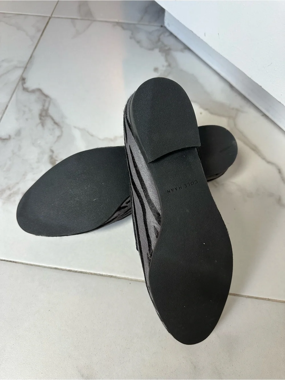 Cole Haan Gray & Black Zebra-Print Slip-On Loafers